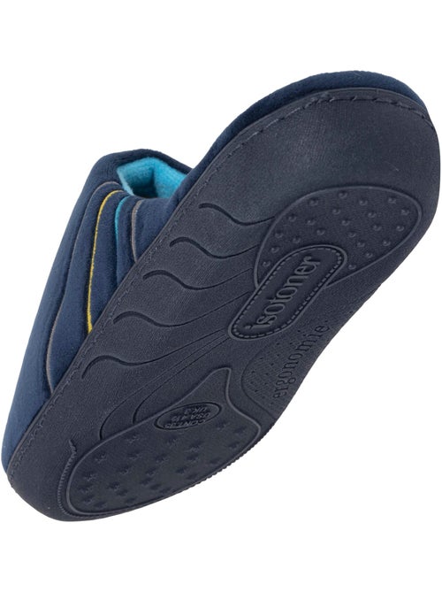 Chaussons mules microvelours marine semelle ergonomique, garçon isotoner - Kiabi