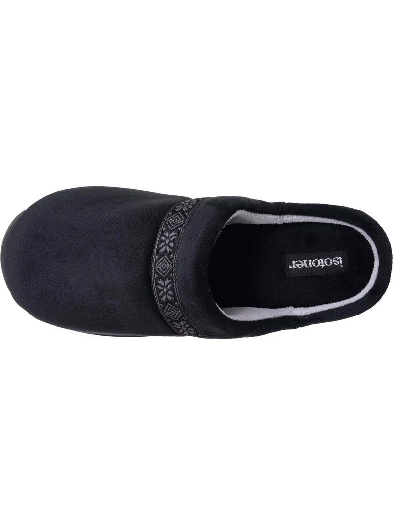 Chaussons mules microvelours mousse à mémoire forme femme Isotoner Noir - Kiabi