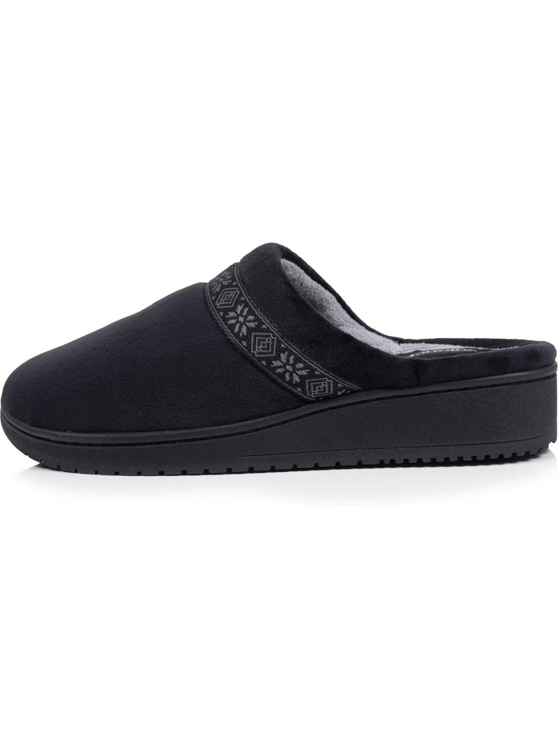 Chaussons mules microvelours mousse à mémoire forme femme Isotoner Noir - Kiabi