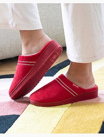 Chaussons mules microvelours mousse à mémoire forme femme isotoner