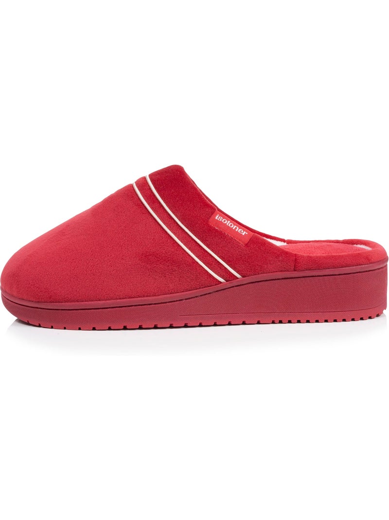 Chaussons mules microvelours mousse à mémoire forme femme Isotoner Rouge tomate - Kiabi