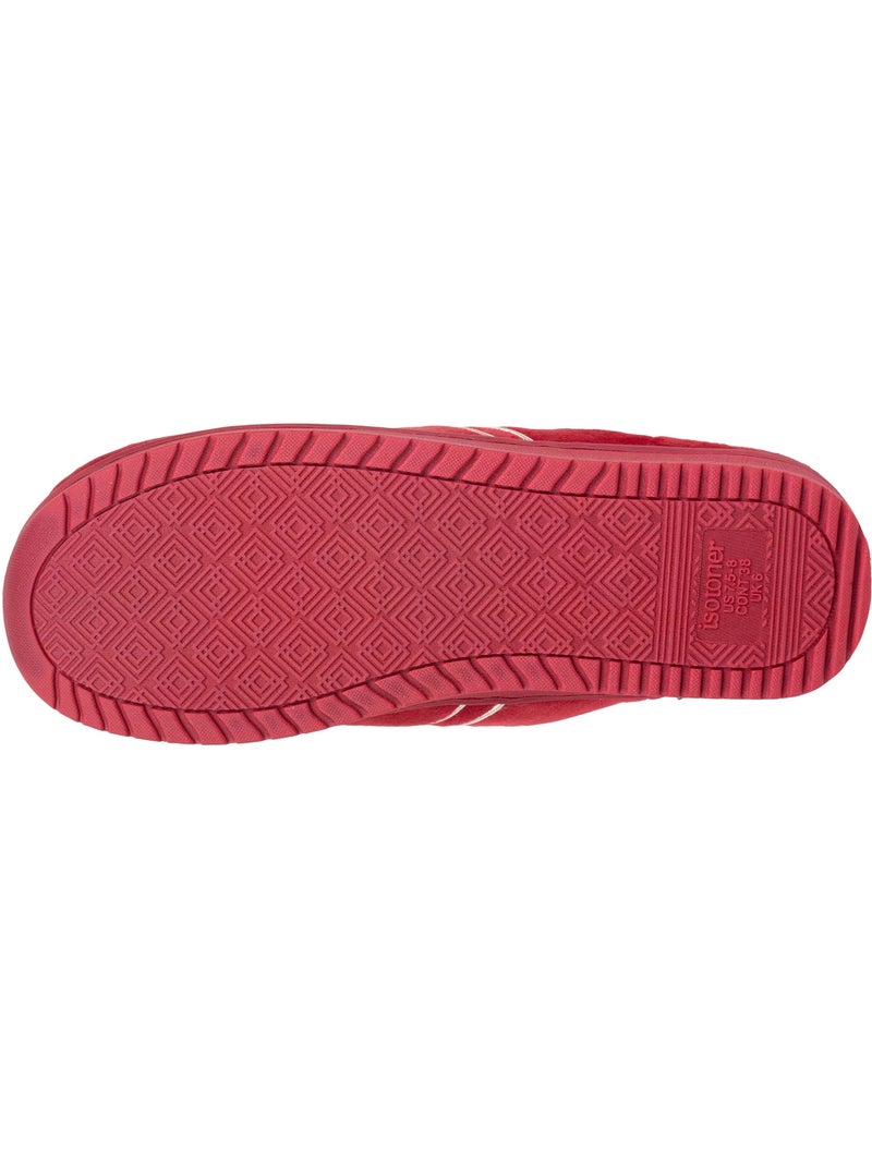 Chaussons mules microvelours mousse à mémoire forme femme Isotoner Rouge tomate - Kiabi