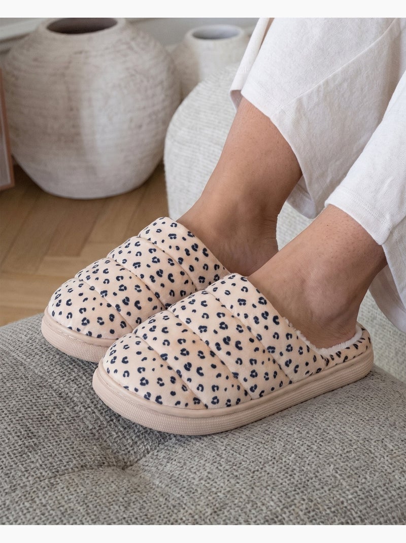 Chaussons mules microvelours semelle bloup extra confort femme Beige - Kiabi