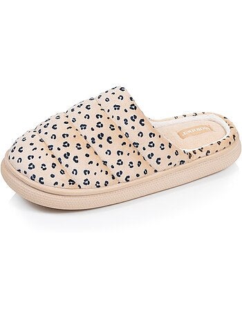 Chaussons mules microvelours semelle bloup extra confort femme isotoner