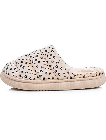 Chaussons mules microvelours semelle bloup extra confort femme isotoner