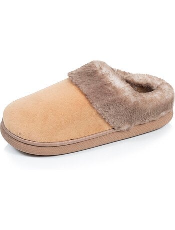 Chaussons mules microvelours semelle bloup extra confort femme isotoner