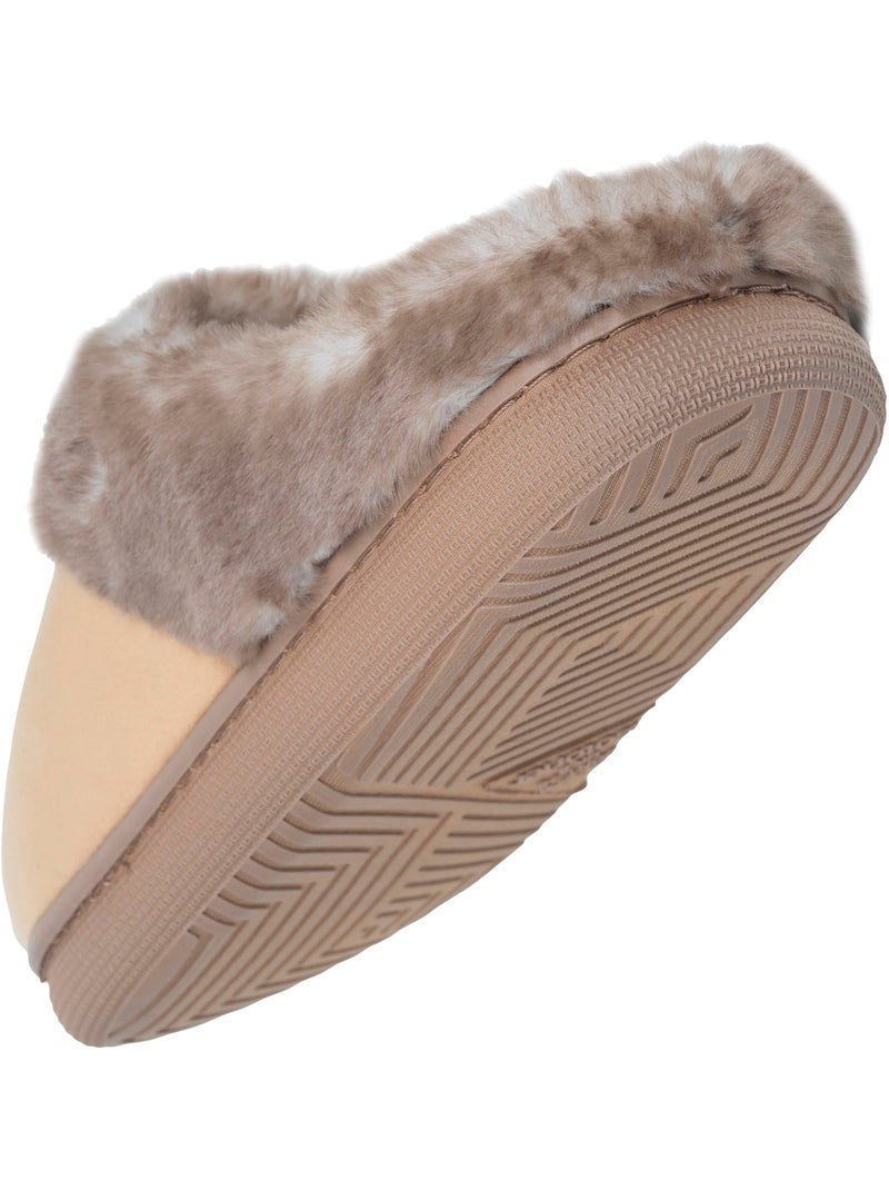 Chaussons mules microvelours semelle bloup extra confort femme isotoner Camel - Kiabi