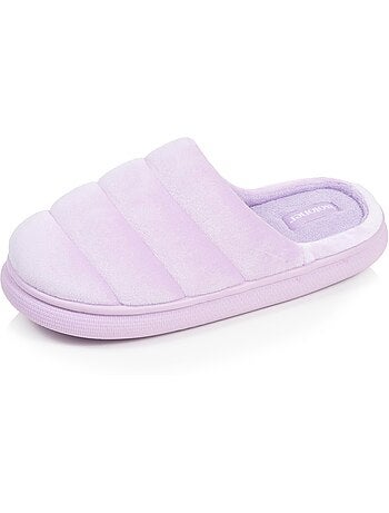 Chaussons mules microvelours semelle bloup extra confort femme isotoner