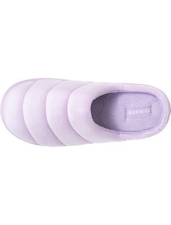 Chaussons mules microvelours semelle bloup extra confort femme isotoner