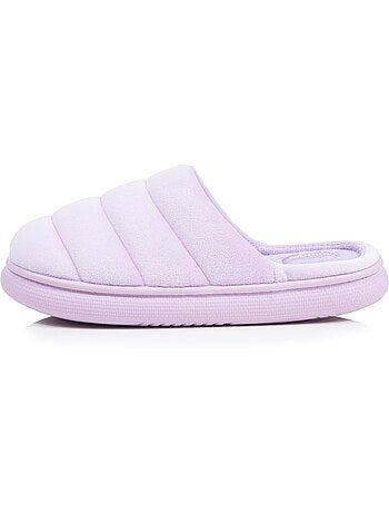 Chaussons mules microvelours semelle bloup extra confort femme isotoner