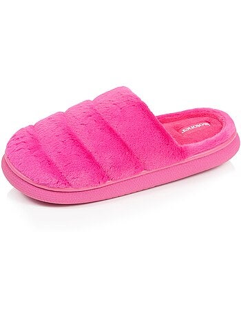 Chaussons mules microvelours semelle bloup extra confort femme isotoner