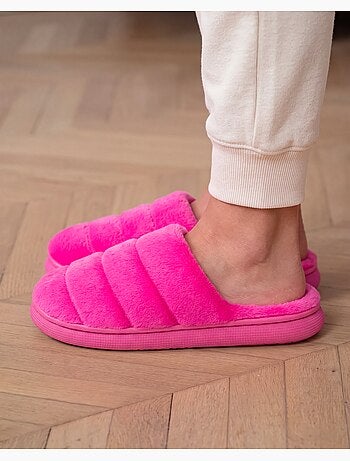 Chaussons mules microvelours semelle bloup extra confort femme isotoner