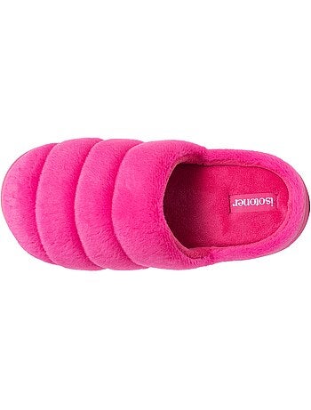 Chaussons mules microvelours semelle bloup extra confort femme isotoner