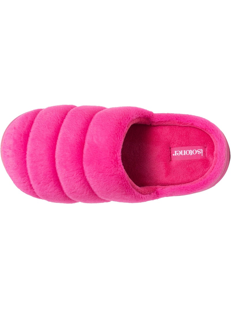 Chaussons mules microvelours semelle bloup extra confort femme isotoner Rose fushia - Kiabi