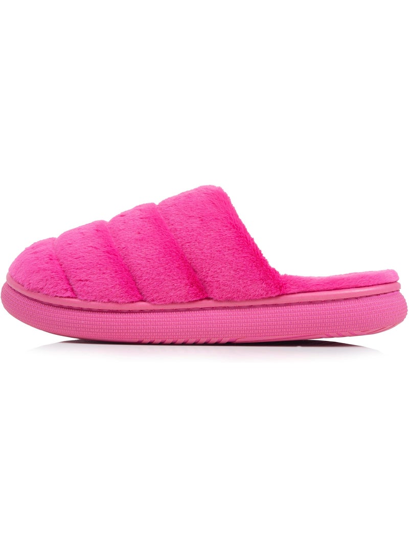 Chaussons mules microvelours semelle bloup extra confort femme isotoner Rose fushia - Kiabi