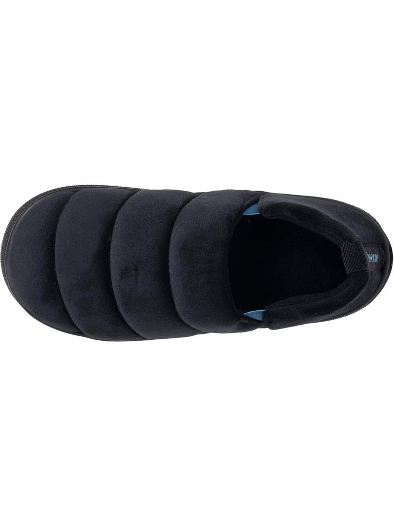 Chaussons mules microvelours semelle bloup extra confort homme isotoner Noir - Kiabi