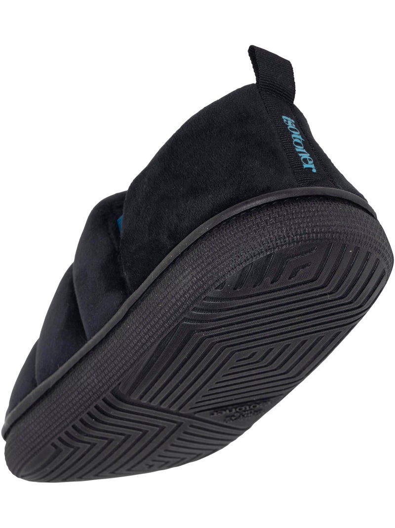 Chaussons mules microvelours semelle bloup extra confort homme isotoner Noir - Kiabi