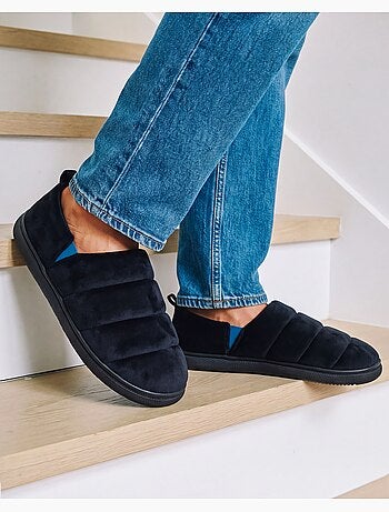 Chaussons mules microvelours semelle bloup extra confort homme