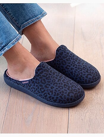 Chaussons mules microvelours semelle ergonomique, mousse femme isotoner
