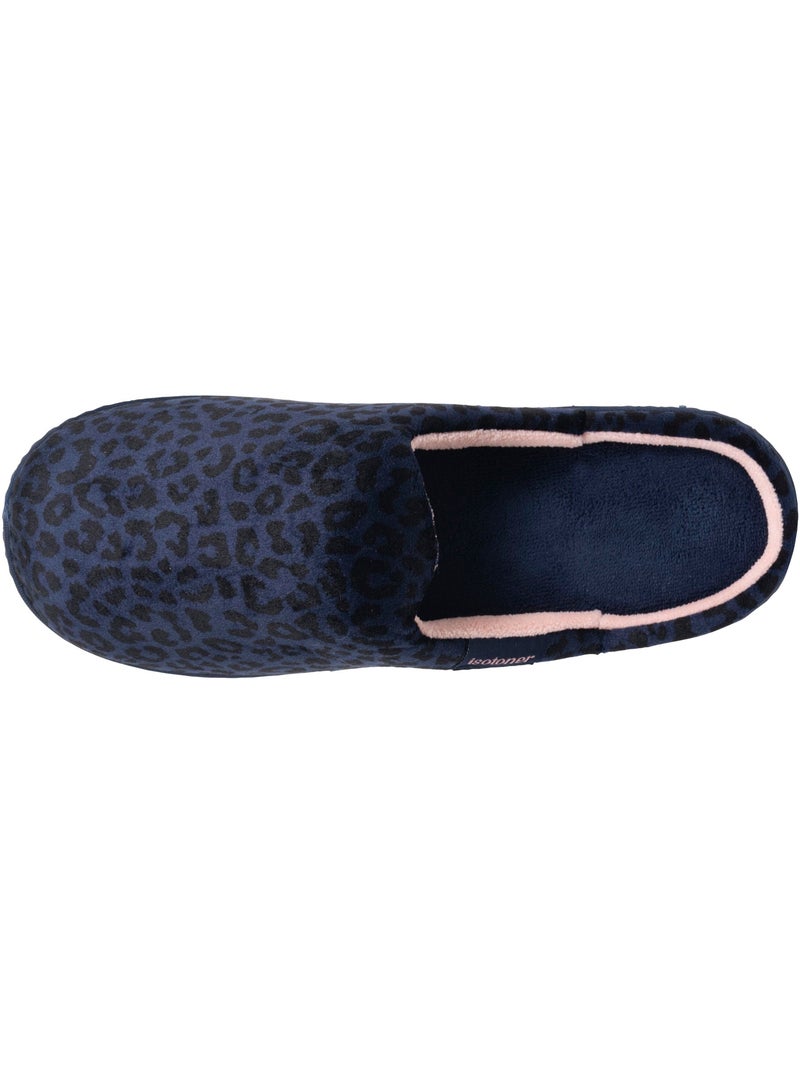 Chaussons mules microvelours semelle ergonomique, mousse femme isotoner Bleu marine - Kiabi