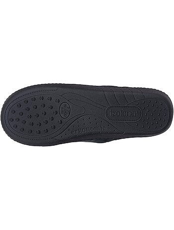 Chaussons mules microvelours semelle ergonomique, mousse femme isotoner