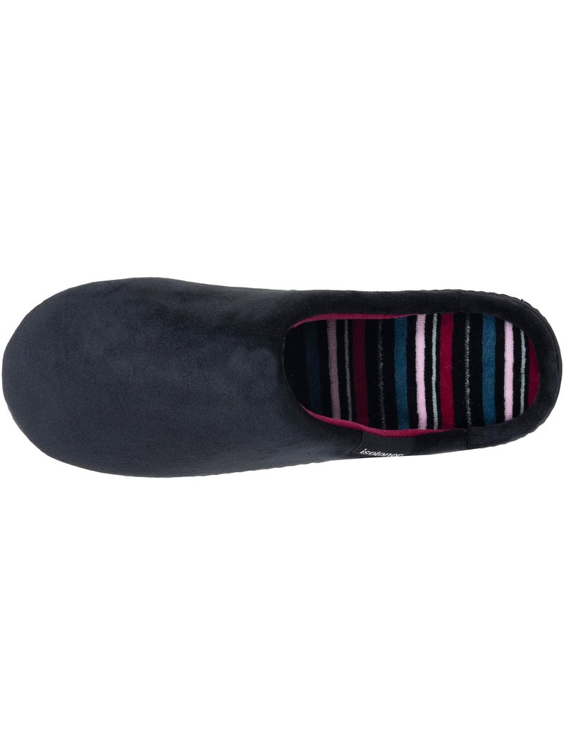 Chaussons mules microvelours semelle ergonomique, mousse femme Isotoner Noir - Kiabi