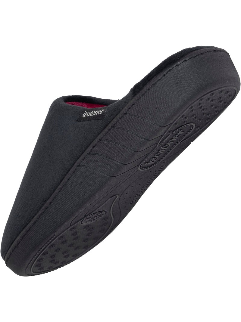 Chaussons mules microvelours semelle ergonomique, mousse femme Isotoner Noir - Kiabi