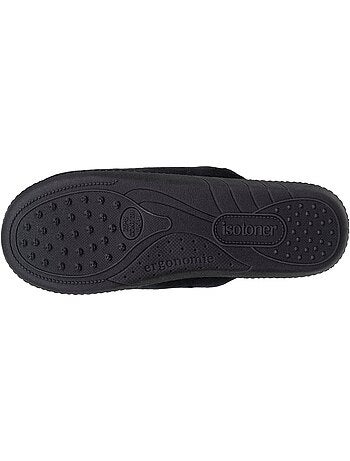 Chaussons mules microvelours semelle ergonomique, mousse femme Isotoner