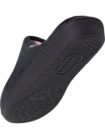 Chaussons mules microvelours semelle ergonomique, mousse femme Isotoner