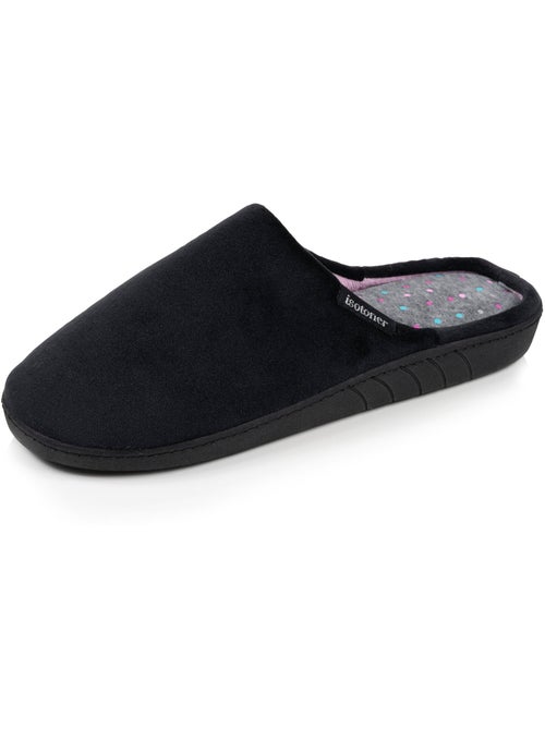 Chaussons mules microvelours semelle ergonomique, mousse femme Isotoner - Kiabi