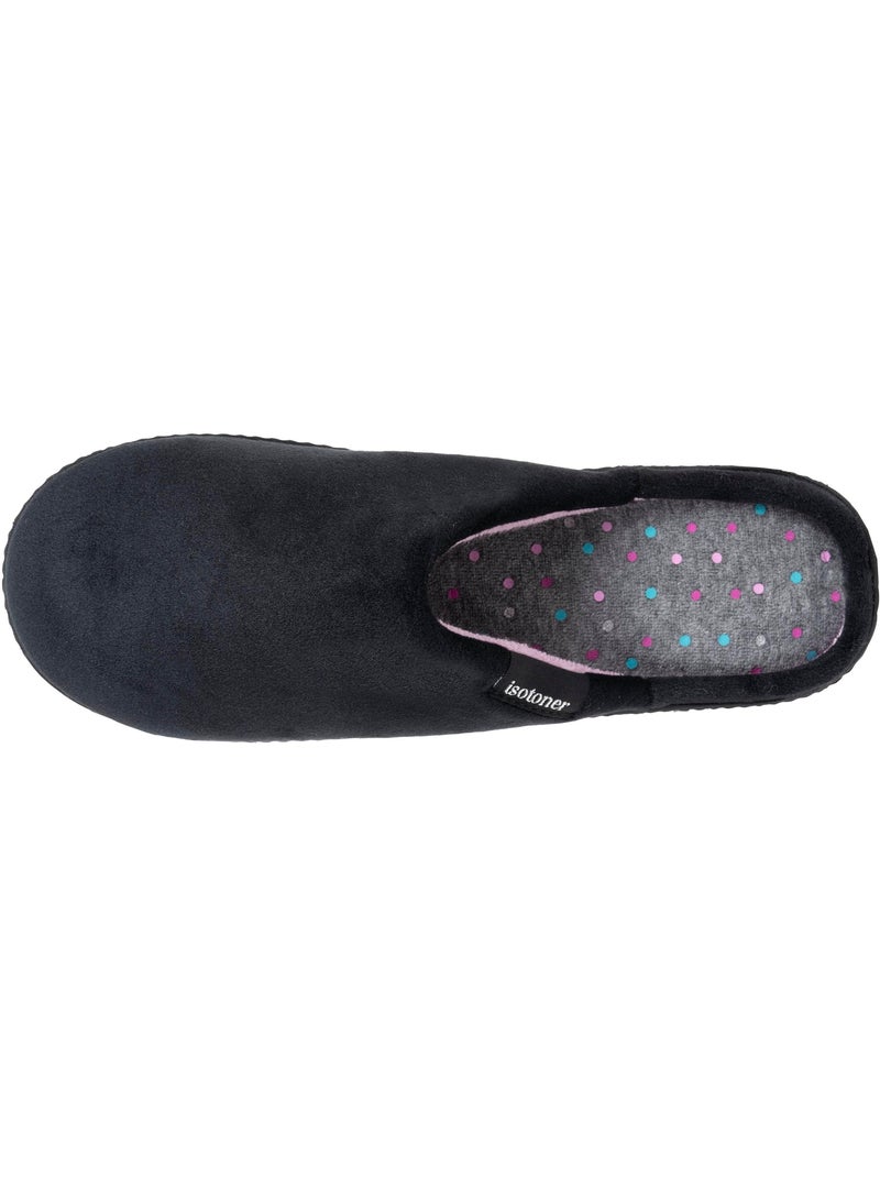 Chaussons mules microvelours semelle ergonomique, mousse femme Isotoner Noir - Kiabi