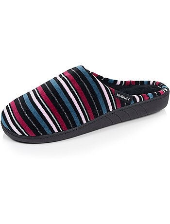 Chaussons mules microvelours semelle ergonomique, mousse femme isotoner