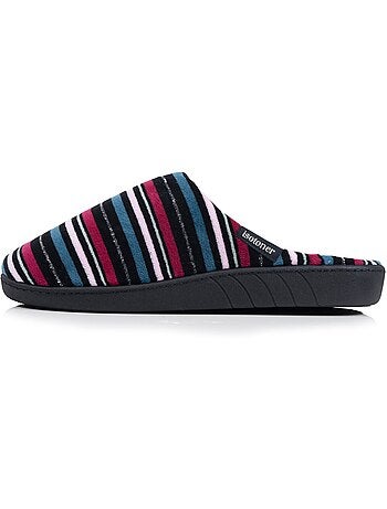 Chaussons mules microvelours semelle ergonomique, mousse femme isotoner