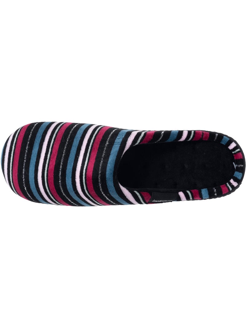 Chaussons mules microvelours semelle ergonomique, mousse femme Isotoner Noir Rose foncé Gris - Kiabi