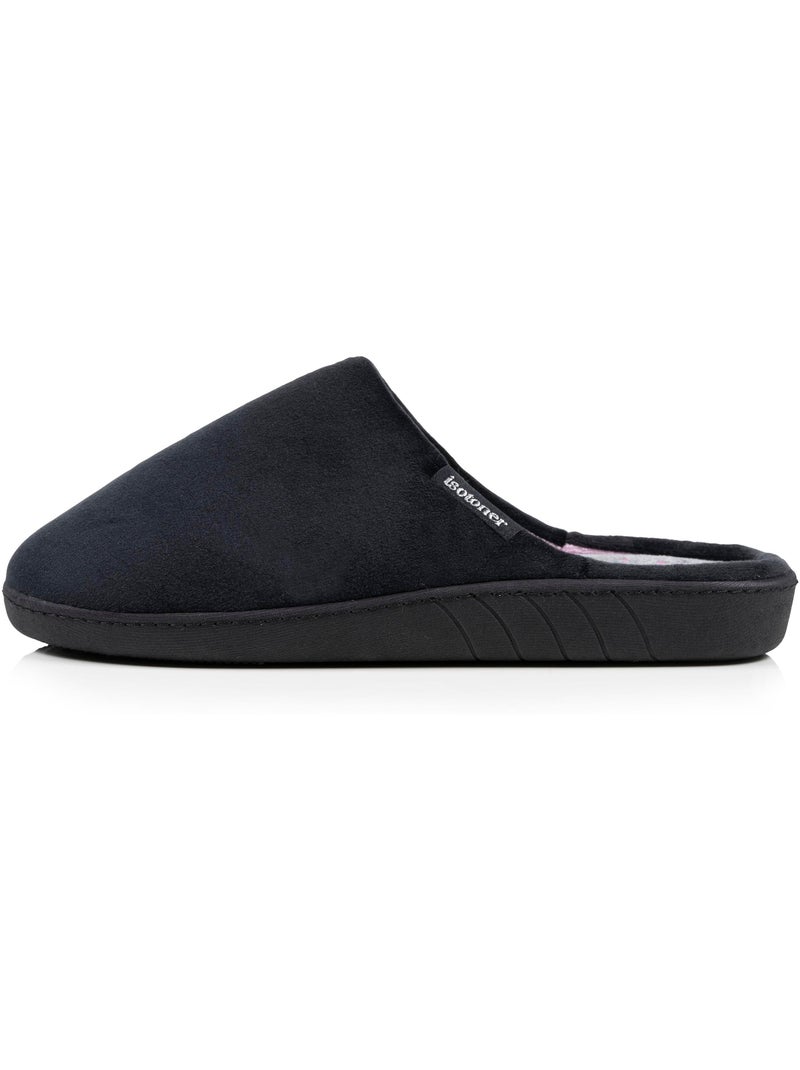 Chaussons mules microvelours semelle ergonomique, mousse femme Noir - Kiabi