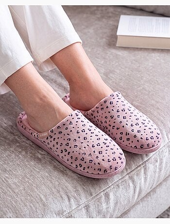Chaussons mules microvelours semelle ergonomique soutien femme
