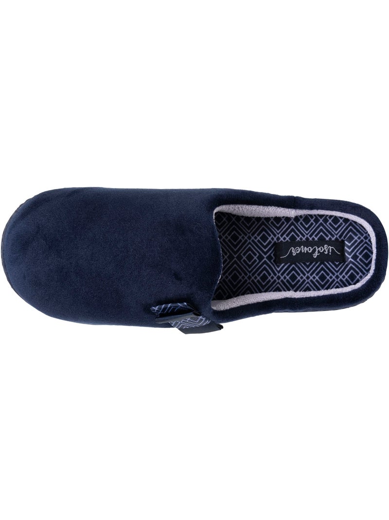 Chaussons mules microvelours semelle ergonomique soutien femme Isotoner Bleu marine - Kiabi