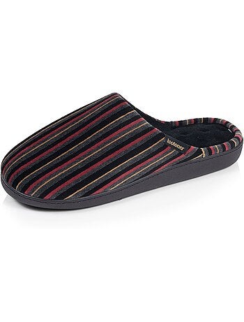Chaussons mules microvelours ultra doux, semelle homme isotoner