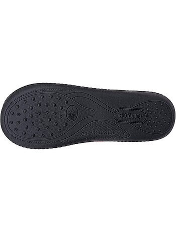 Chaussons mules microvelours ultra doux, semelle homme isotoner