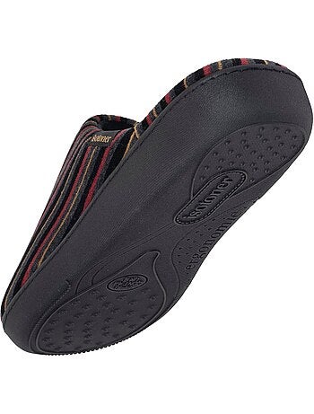 Chaussons mules microvelours ultra doux, semelle homme isotoner