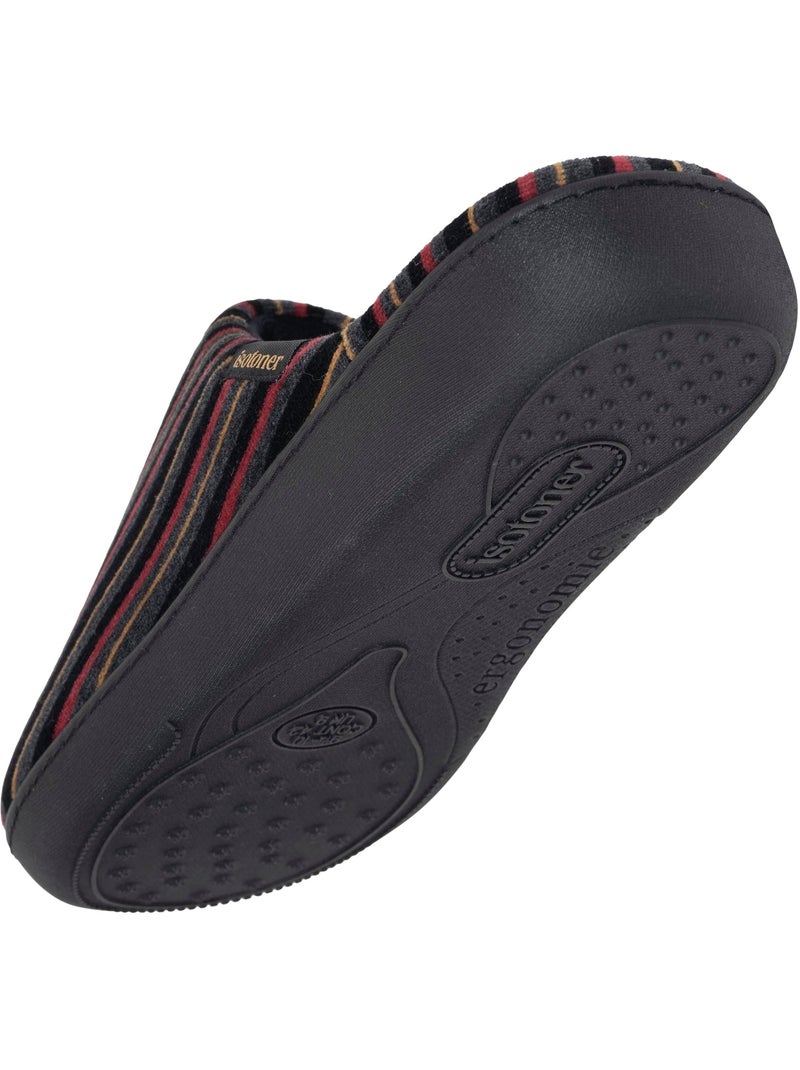 Chaussons mules microvelours ultra doux, semelle homme isotoner Blanc Bordeaux - Kiabi