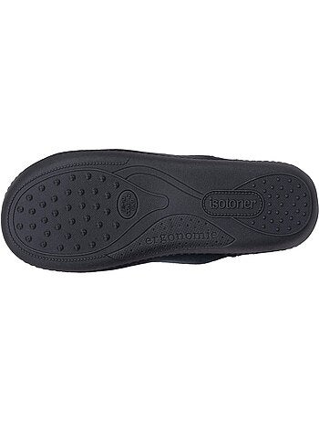 Chaussons mules microvelours ultra doux, semelle homme isotoner