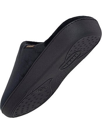 Chaussons mules microvelours ultra doux, semelle homme isotoner