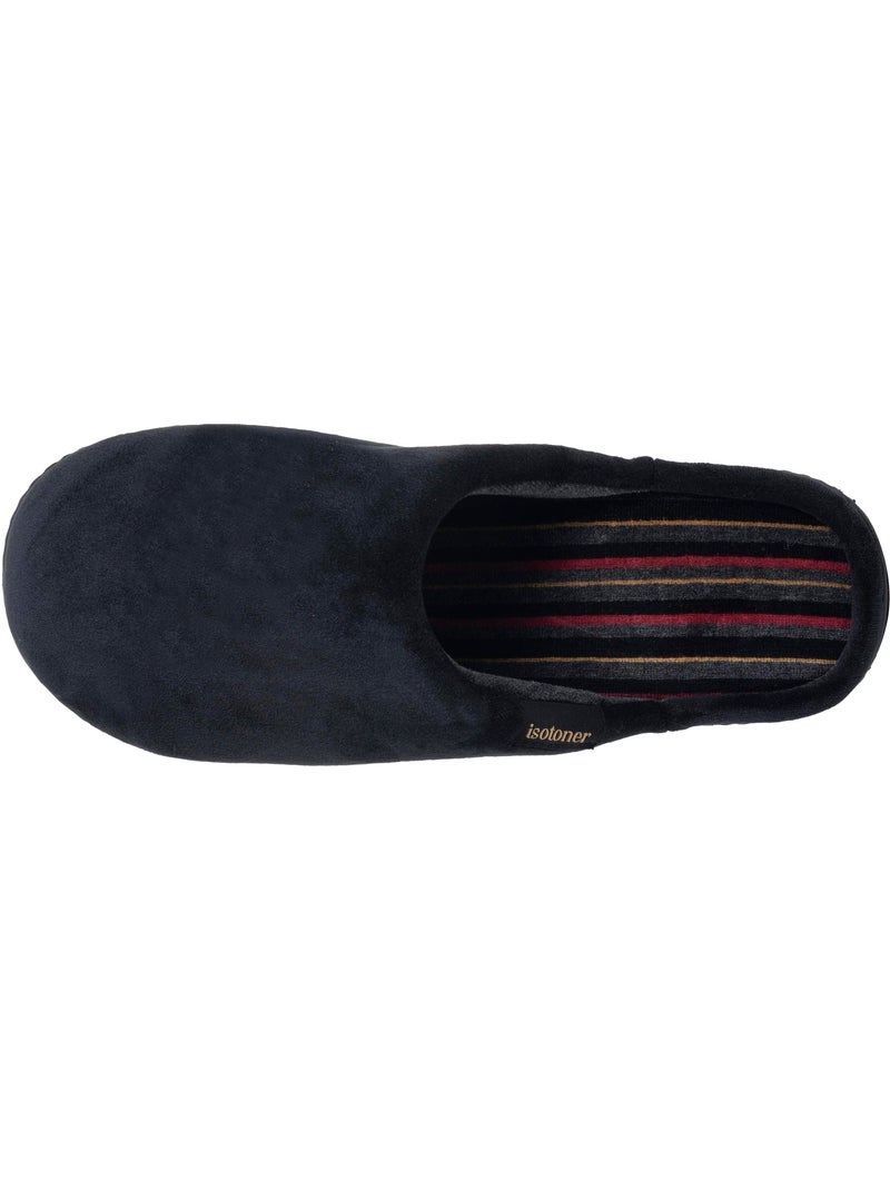Chaussons mules microvelours ultra doux, semelle homme isotoner Noir - Kiabi