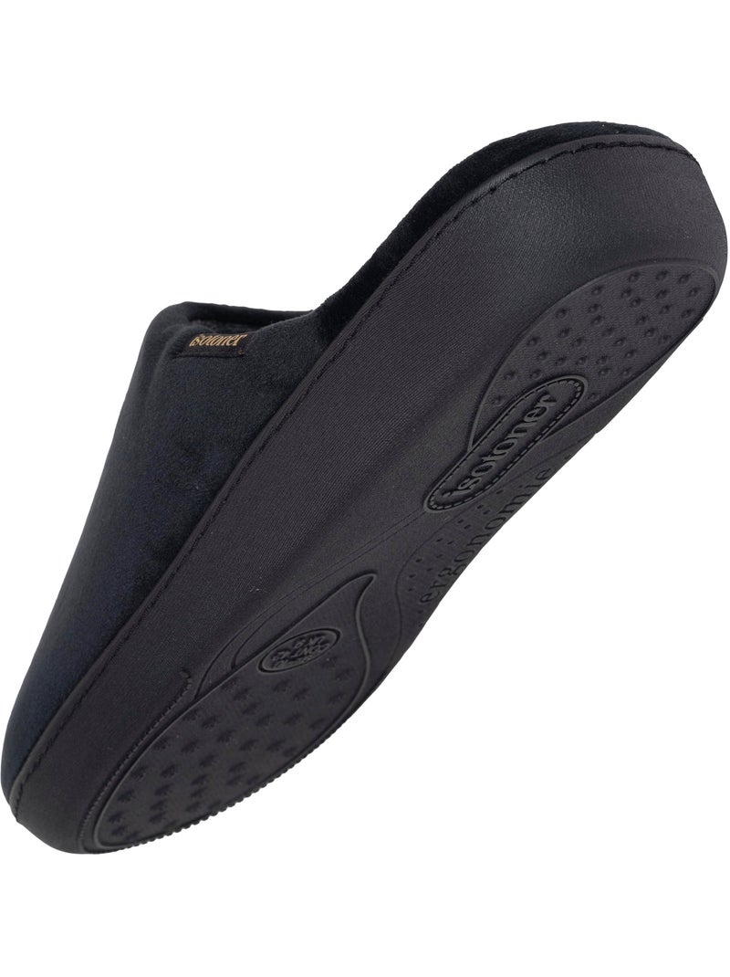 Chaussons mules microvelours ultra doux, semelle homme isotoner Noir - Kiabi