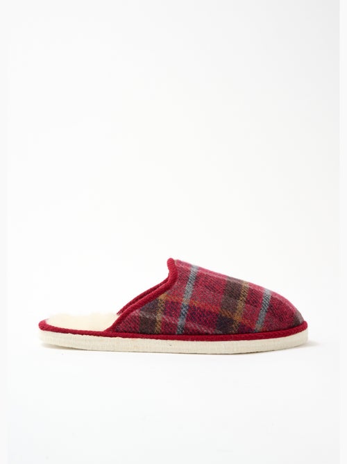 Chaussons mules mixtes tissu écossais - Afibel - Kiabi