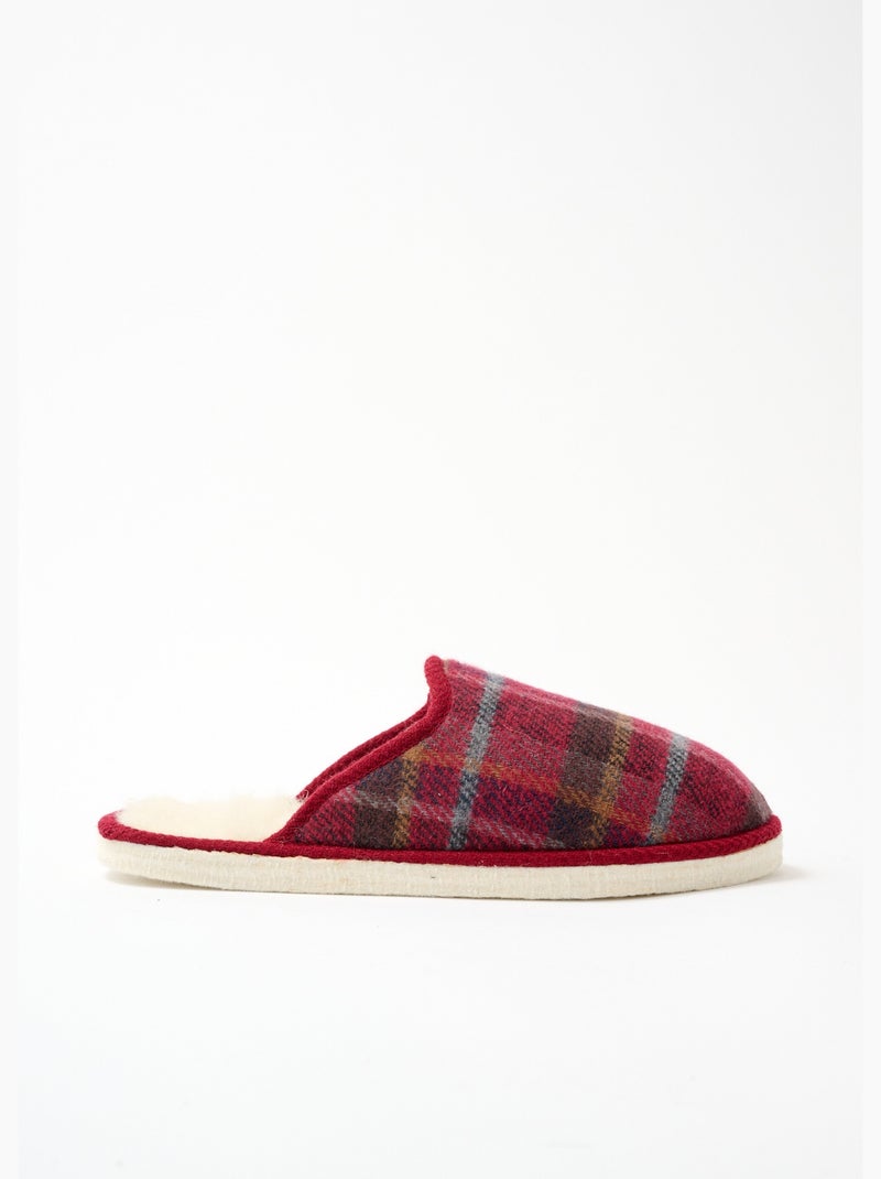 Chaussons mules mixtes tissu écossais - Afibel Rouge - Kiabi