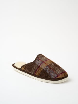 Chaussons mules mixtes tissu écossais