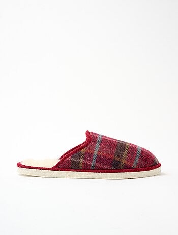 Chaussons mules mixtes tissu écossais