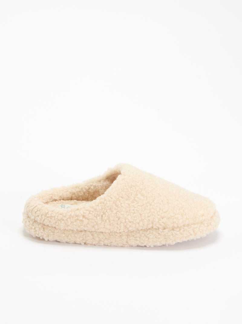 Chaussons mules moutonnés Blanc - Kiabi